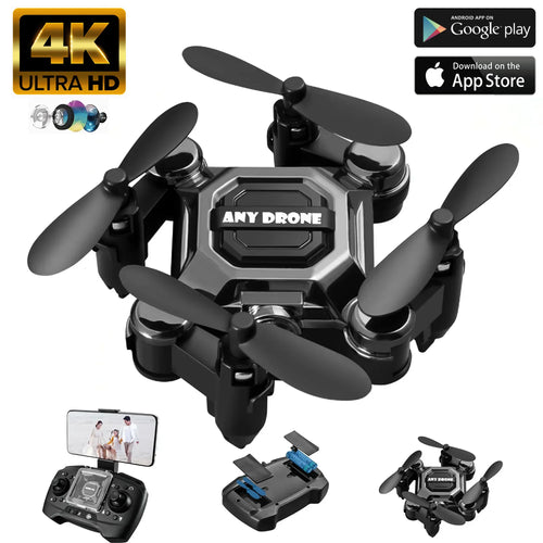 4K Drone with Camera, Foldable Mini Drone for Kid Gift, 4K Portable RC Quadcopter with Altitude Hold 3D Flips and Headless Mode Easy to Fly