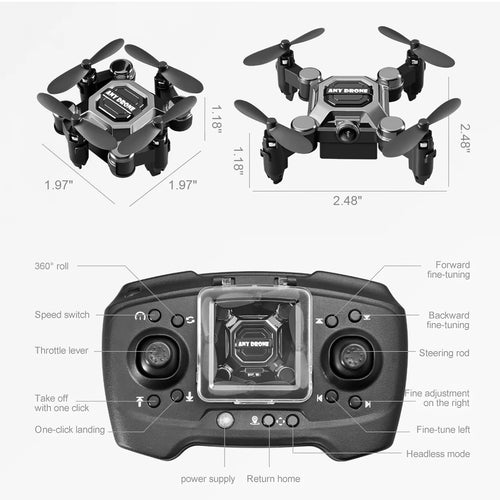 4K Drone with Camera, Foldable Mini Drone for Kid Gift, 4K Portable RC Quadcopter with Altitude Hold 3D Flips and Headless Mode Easy to Fly