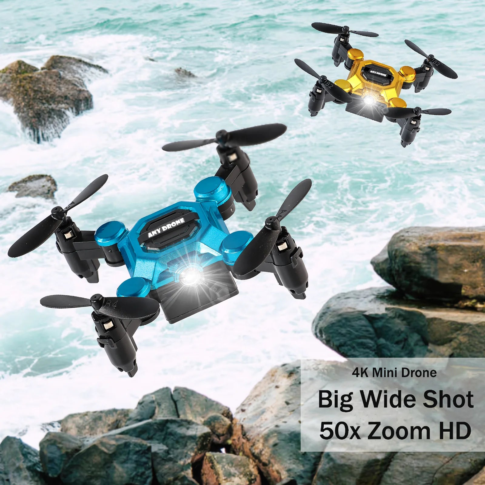 4K Drone with Camera, Foldable Mini Drone for Kid Gift, 4K Portable RC Quadcopter with Altitude Hold 3D Flips and Headless Mode Easy to Fly