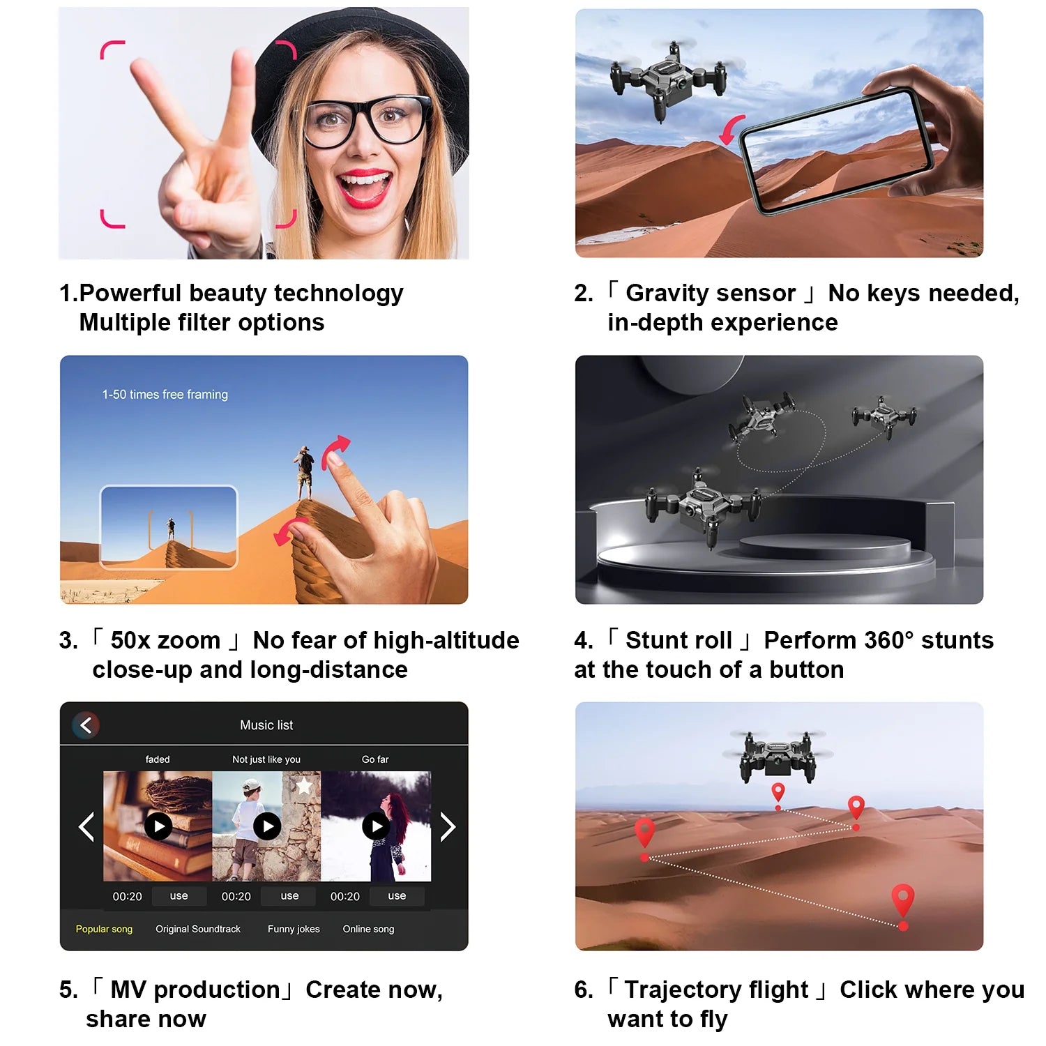 4K Drone with Camera, Foldable Mini Drone for Kid Gift, 4K Portable RC Quadcopter with Altitude Hold 3D Flips and Headless Mode Easy to Fly